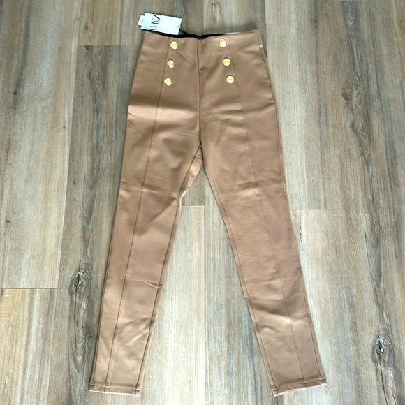 ZARA NWT Hi-Rise legging size M khaki - Picture 1 of 6